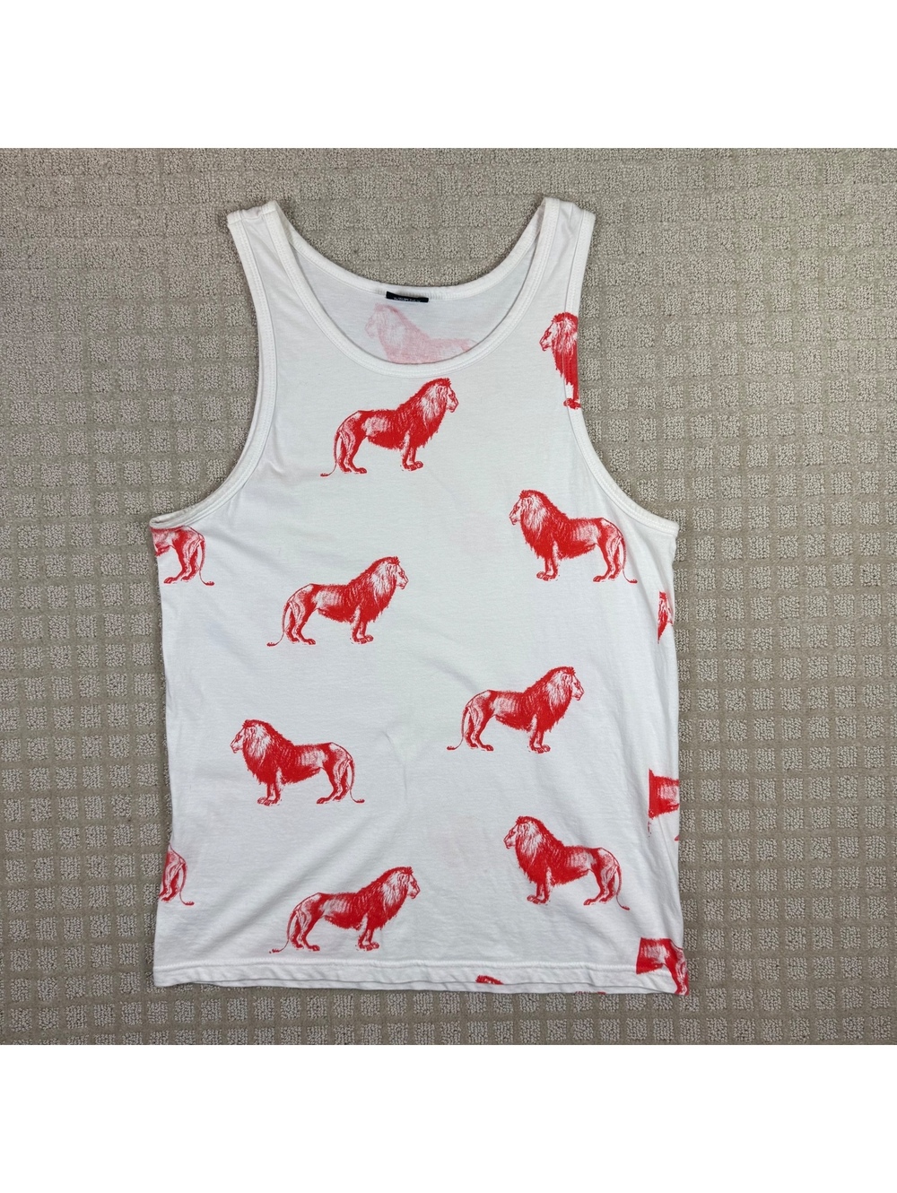 Stussy Lion Print Tank Top White Size Medium